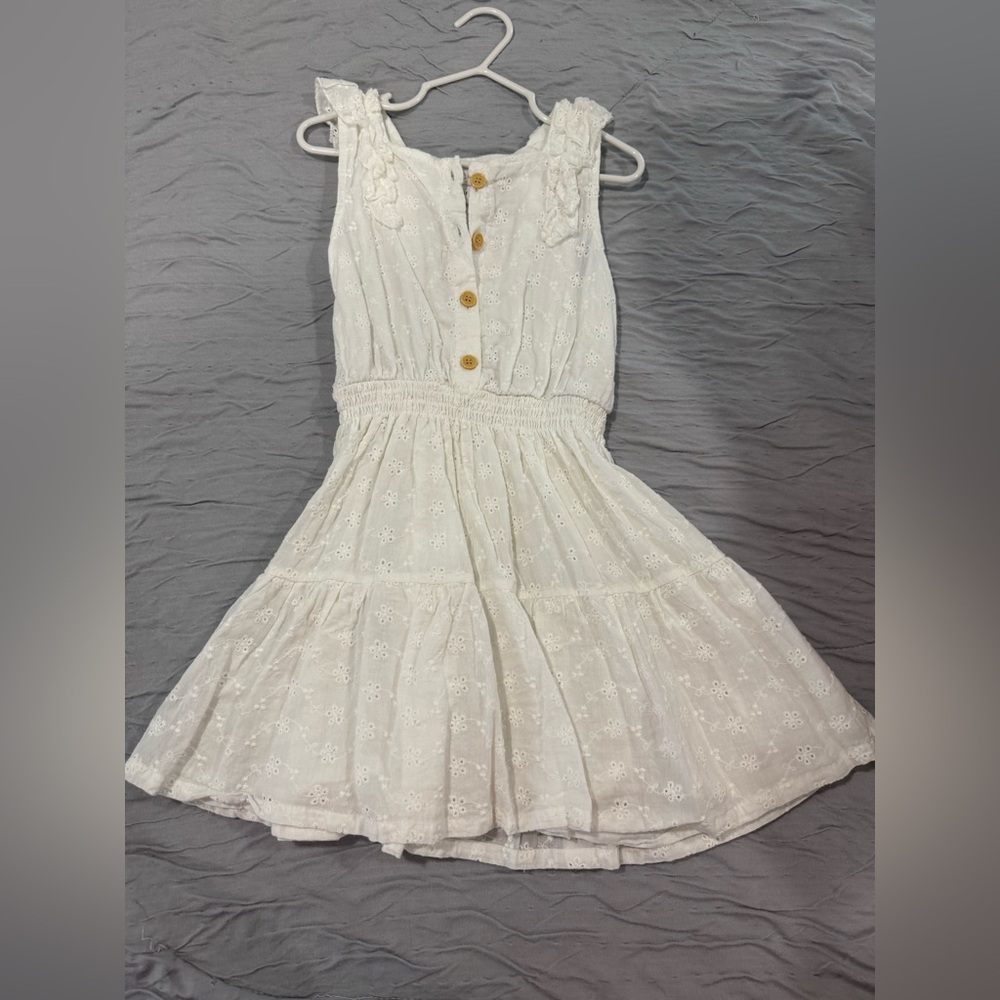 Rachel Zoe White Buttoned Kids Dress